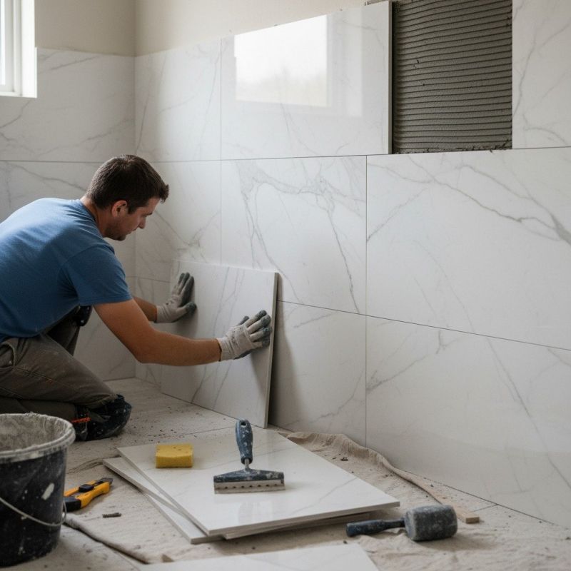 Local Large Wall Tile Installation pros at work