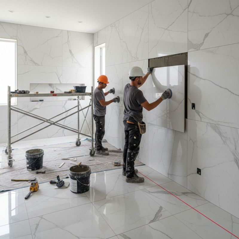 Large Wall Tile Installation