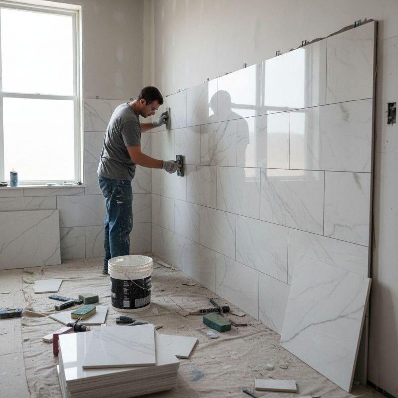 Large Wall Tile Installation